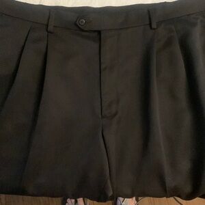 Men’s Dress Pants Pleated with Cuff  Black Size 42x30 George